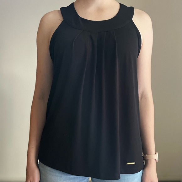 Ellen Tracy Black Pleated Tank - Picture 3 of 3